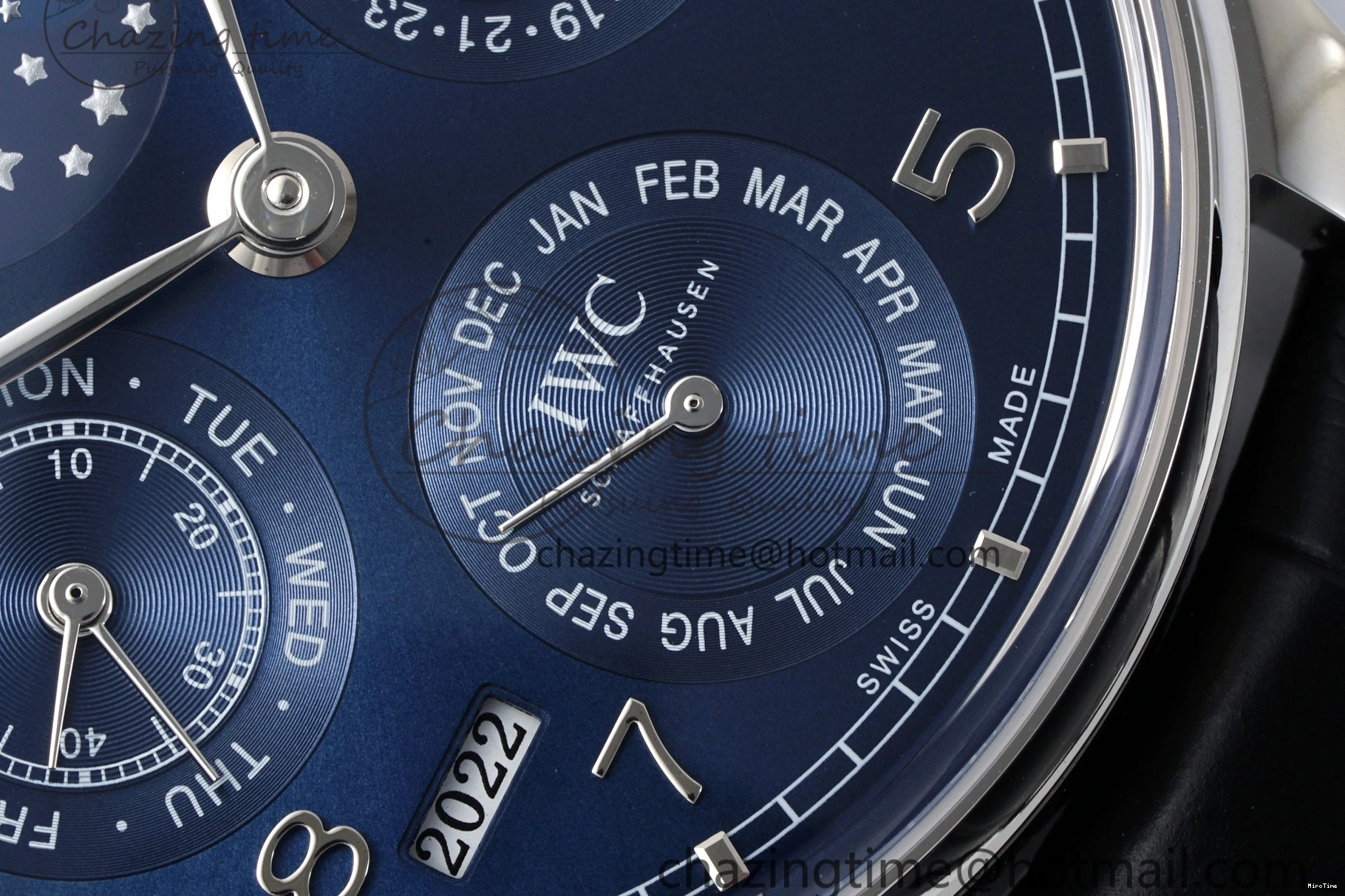 MIROTIME 0522 Bold Portugieser Perpetual Calendar SS 5033 APSF 1:1 Best Edition Blue Dial on Black Leather Strap A52610 Clone 7041